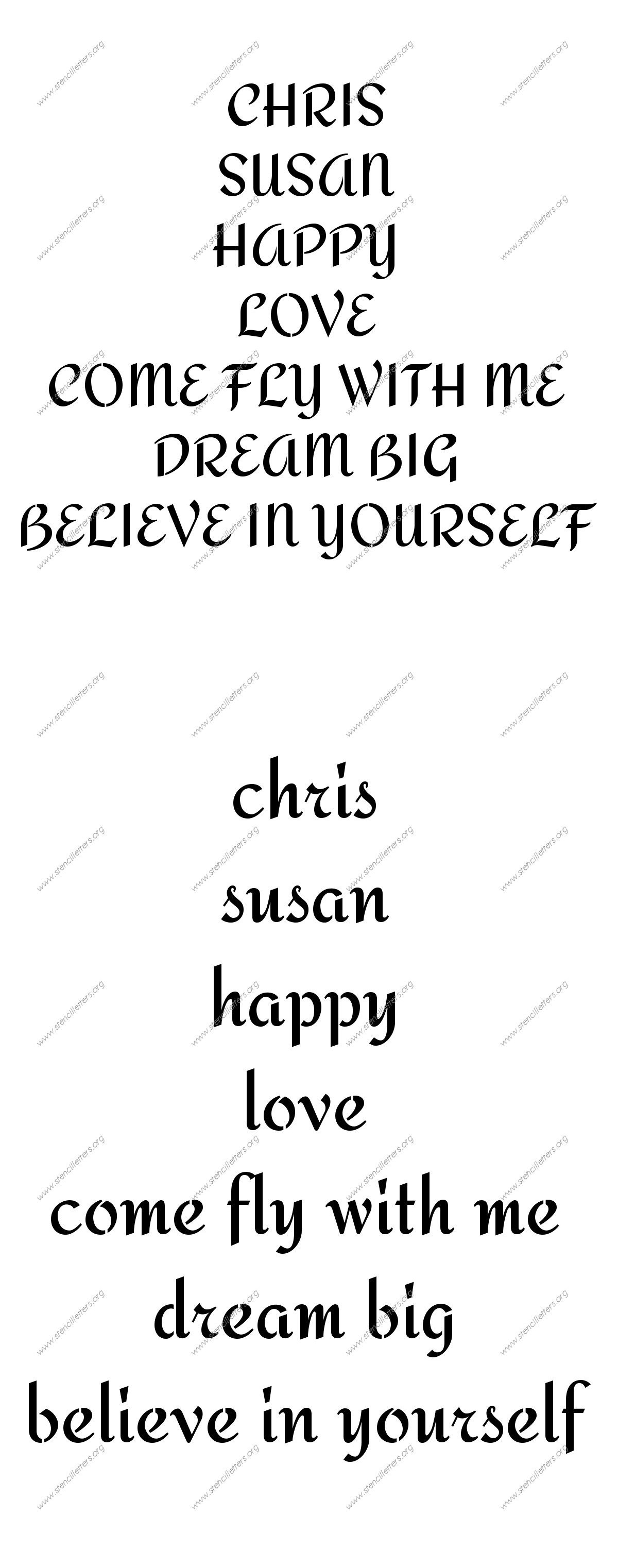 Cursive Script Calligraphy Names, Words, Phrases samples