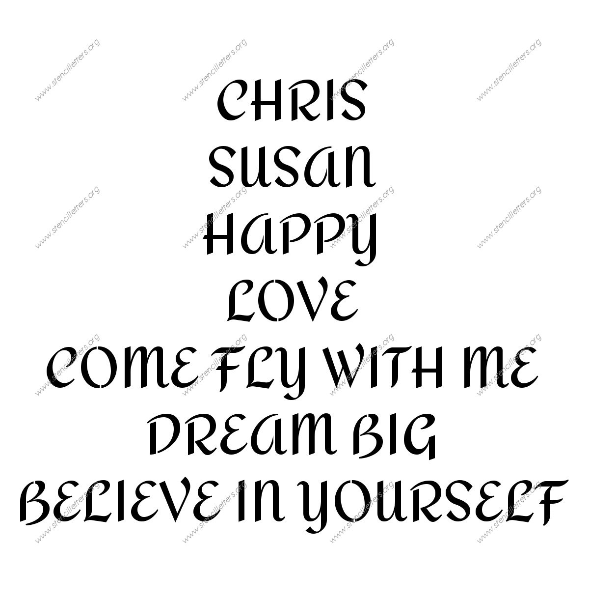 Cursive Script Calligraphy Names, Words, Phrases samples