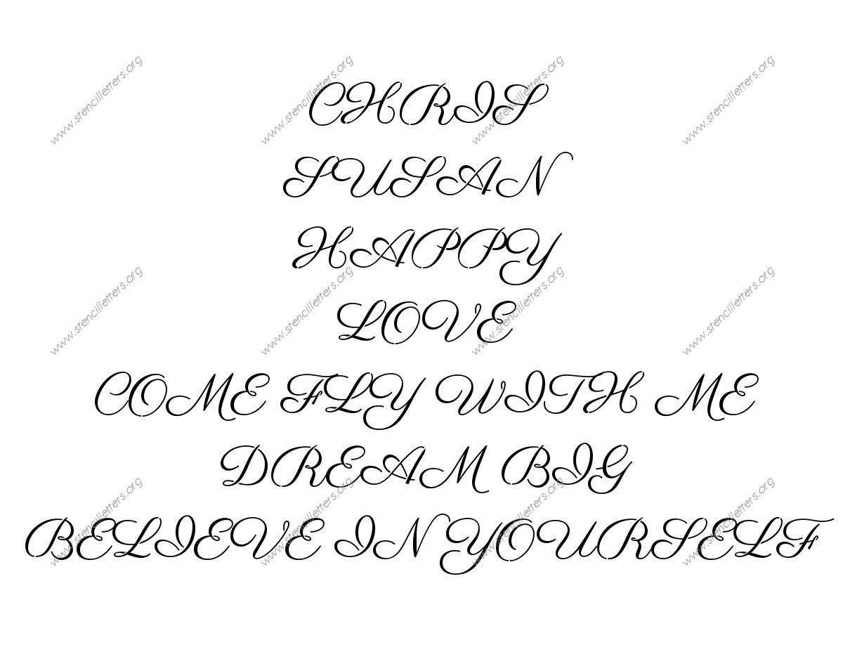 1960s Calligraphy Names, Words, Phrases samples