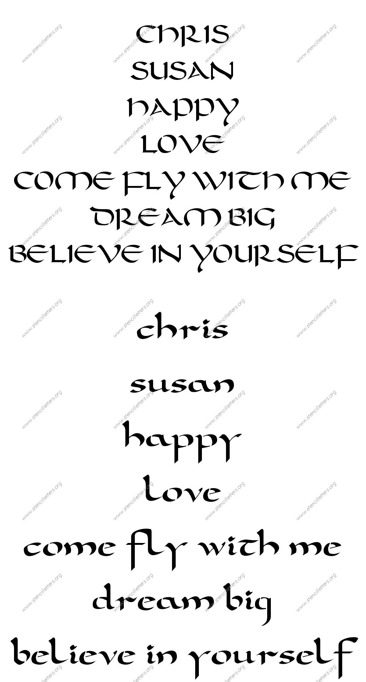 Longhand Penmanship Calligraphy Names, Words, Phrases samples