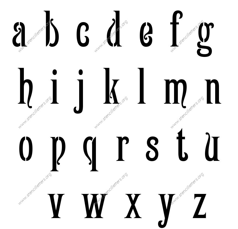1800s Art Nouveau A to Z lowercase letter stencils