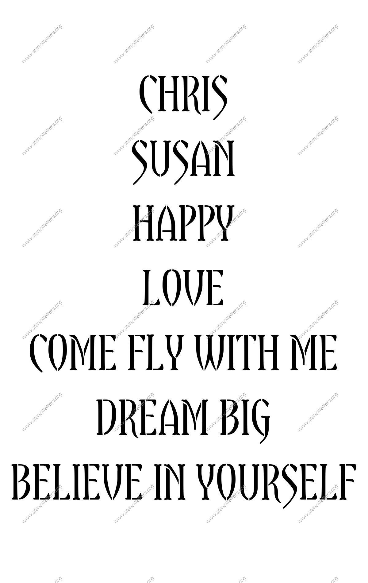 Gothic Decorative Names, Words, Phrases samples