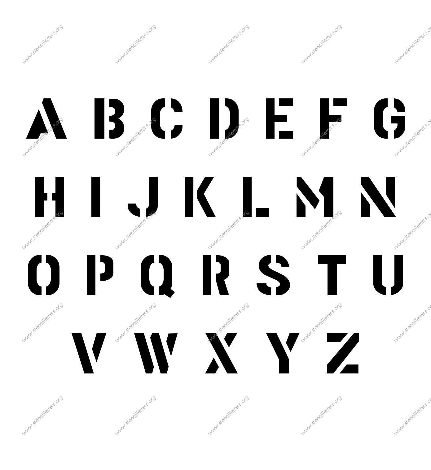 Gothic Bold Army A to Z alphabet stencils