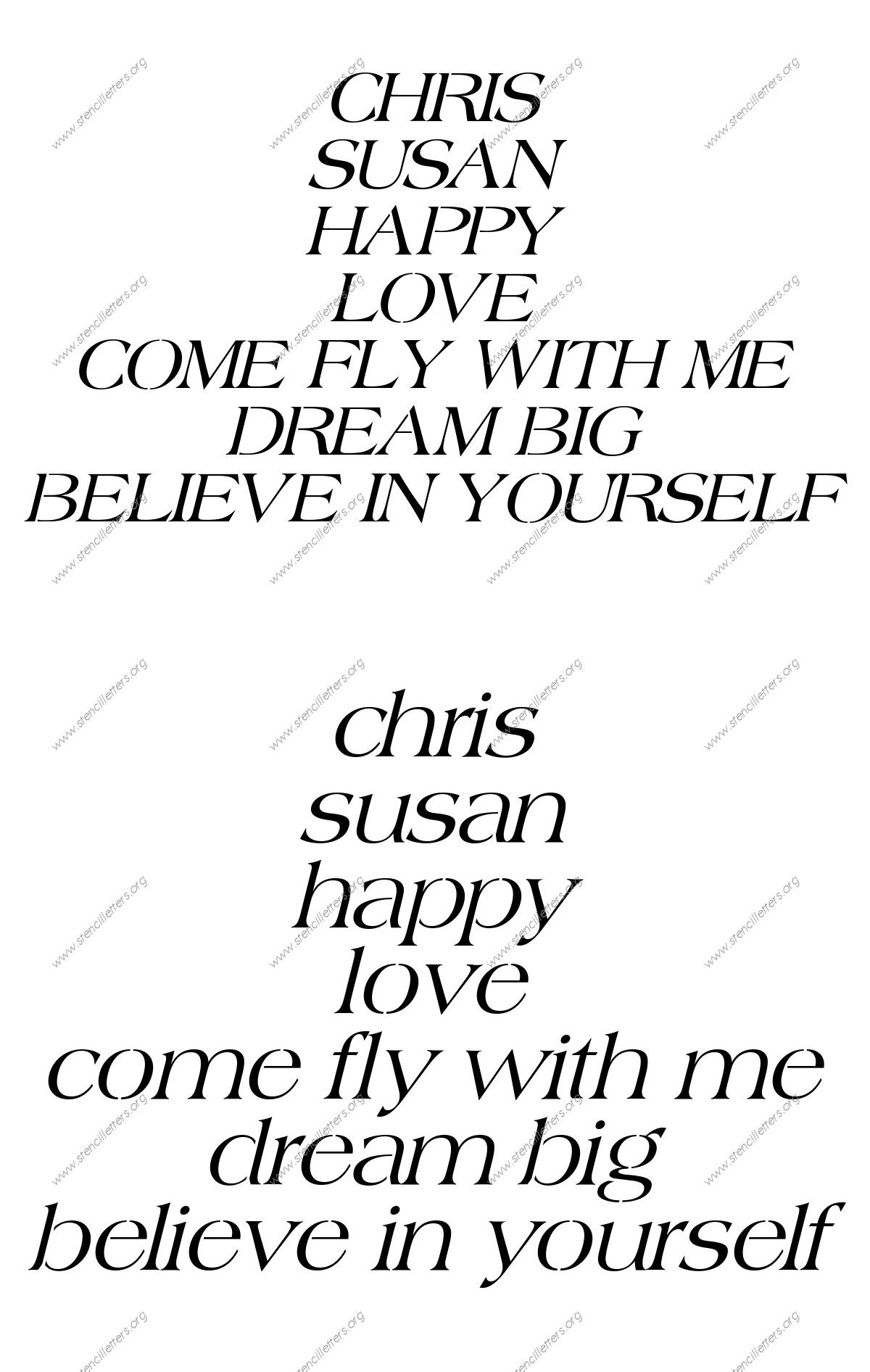 1960s Americana Italic Names, Words, Phrases samples