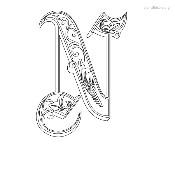 Stencil Letter Decorative N Stencil Letter Decorative N