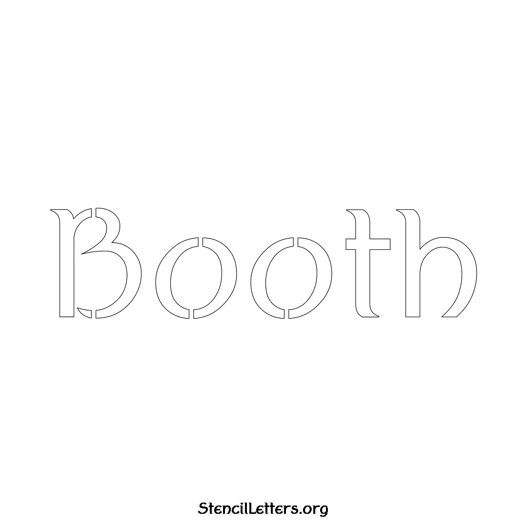 Booth name stencil in Ancient Lettering