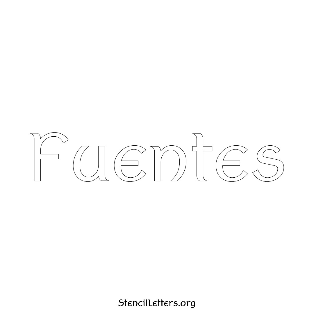 Fuentes name stencil in Ancient Lettering