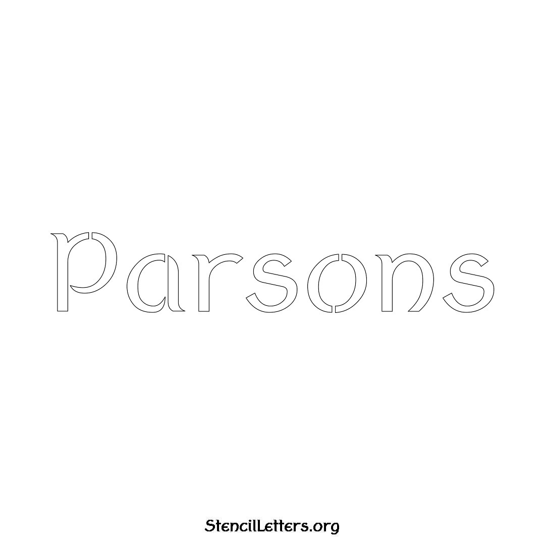 Parsons name stencil in Ancient Lettering