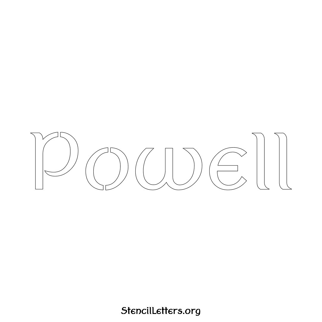 Powell name stencil in Ancient Lettering
