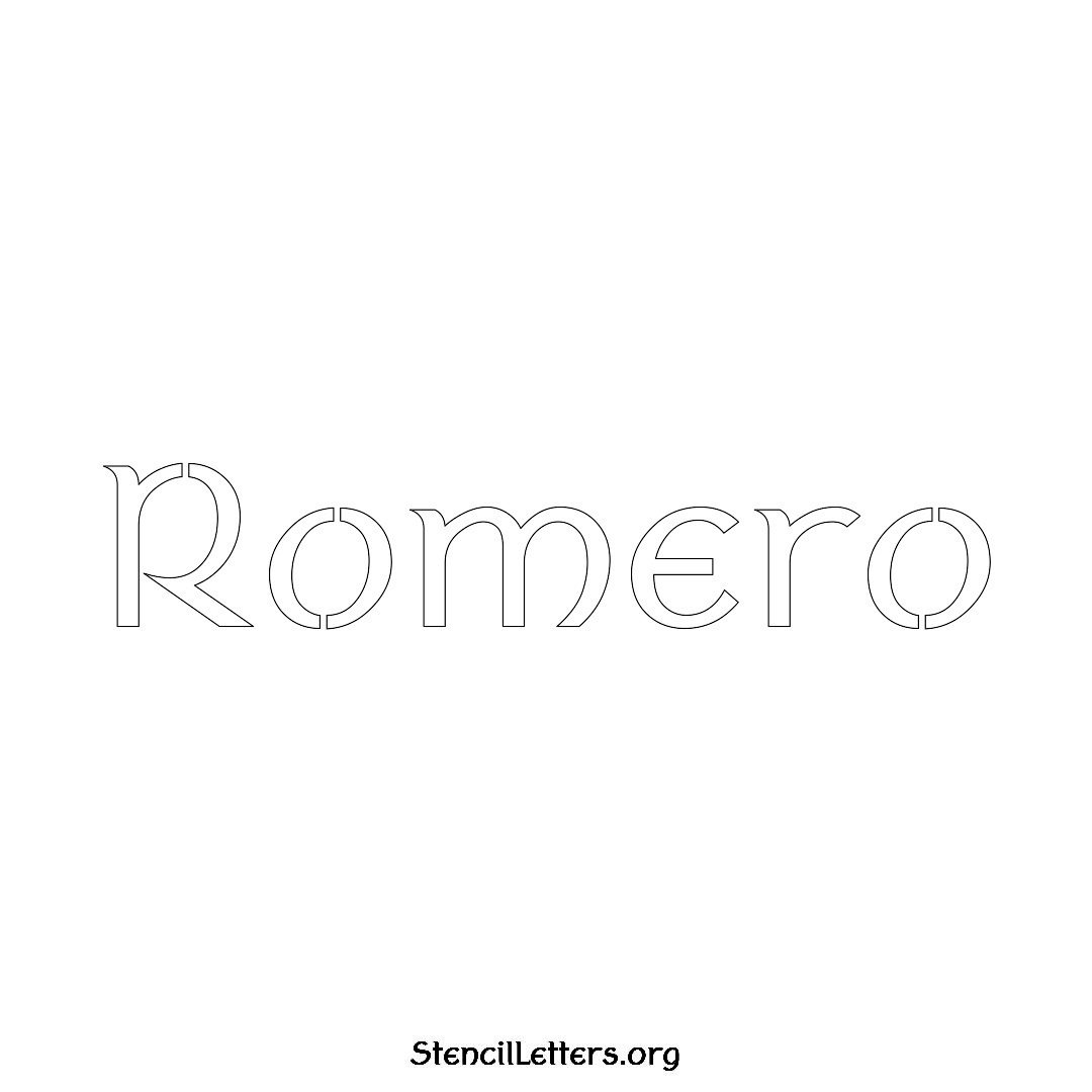 Romero name stencil in Ancient Lettering