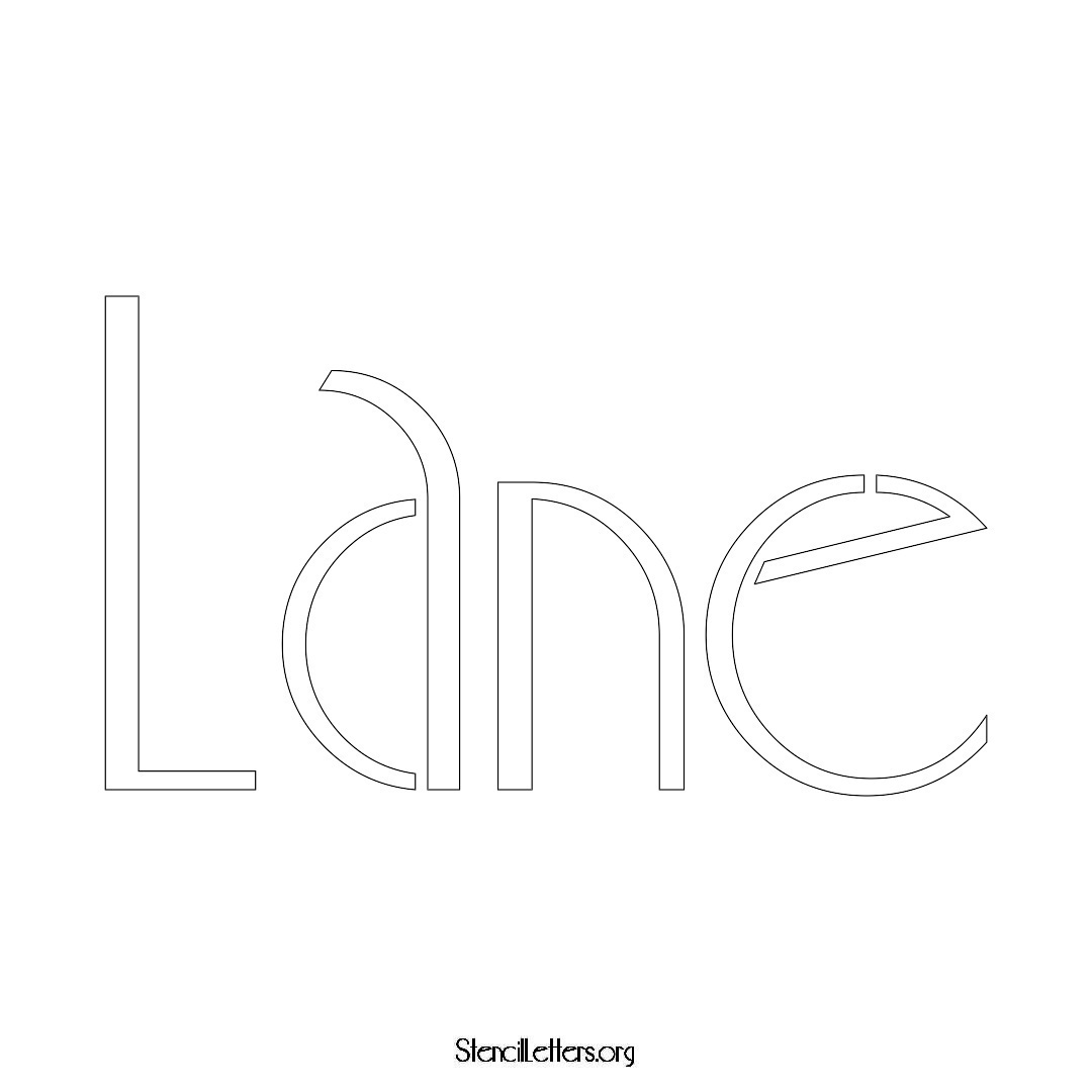 Lane name stencil in Art Deco Lettering