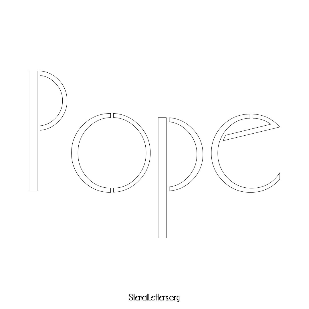 Pope name stencil in Art Deco Lettering