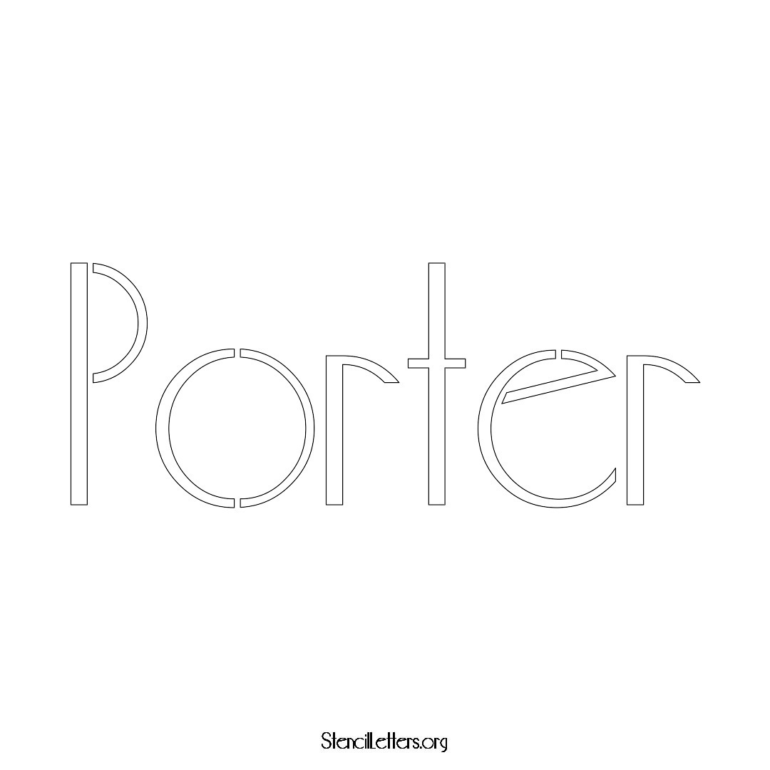 Porter name stencil in Art Deco Lettering