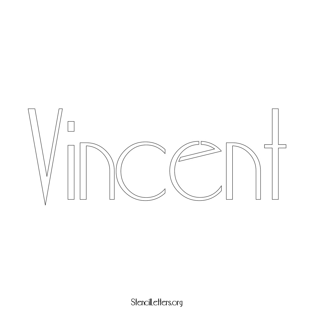 Vincent name stencil in Art Deco Lettering