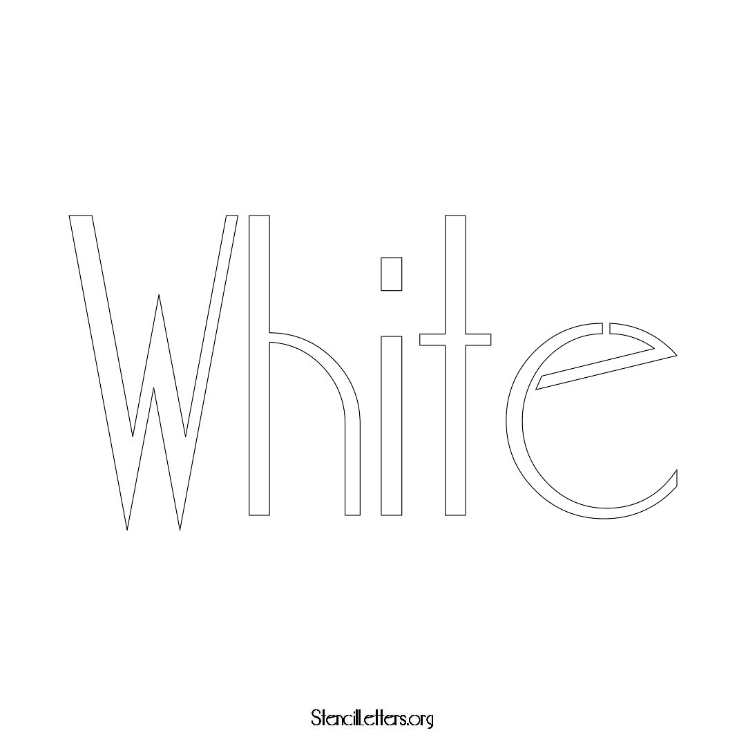 White name stencil in Art Deco Lettering