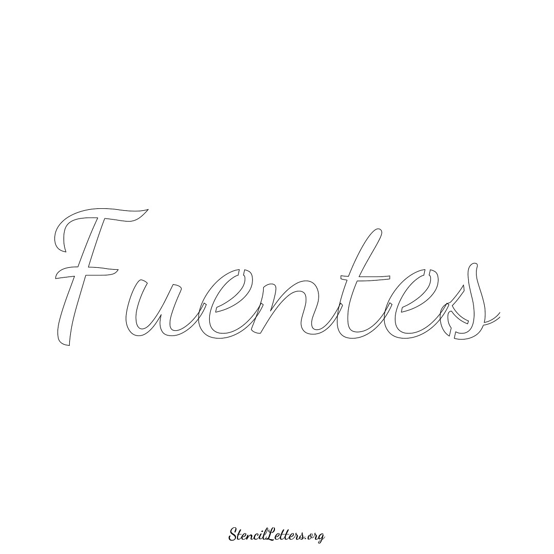Fuentes name stencil in Cursive Script Lettering
