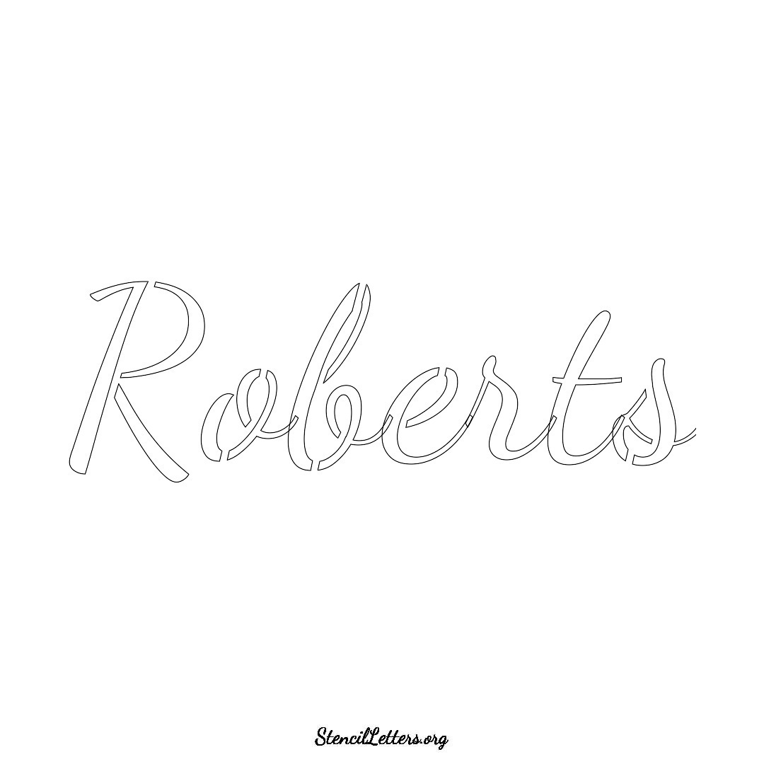 Roberts name stencil in Cursive Script Lettering