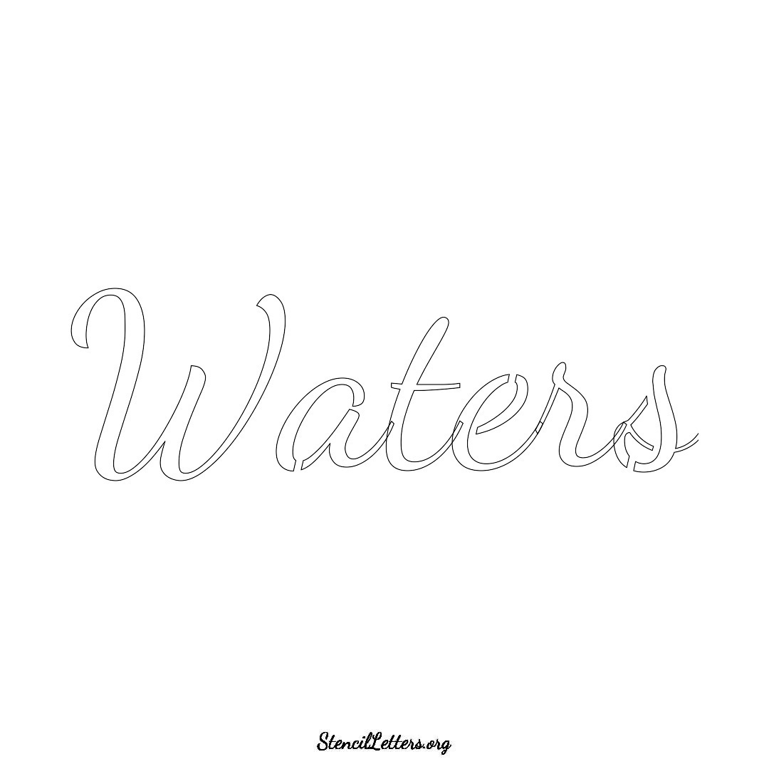 Waters name stencil in Cursive Script Lettering