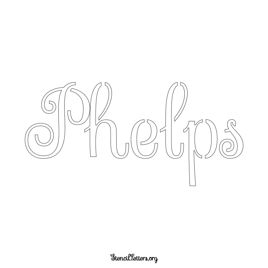 Phelps name stencil in Ornamental Cursive Lettering