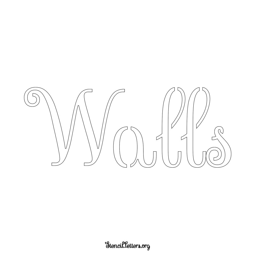 Walls name stencil in Ornamental Cursive Lettering
