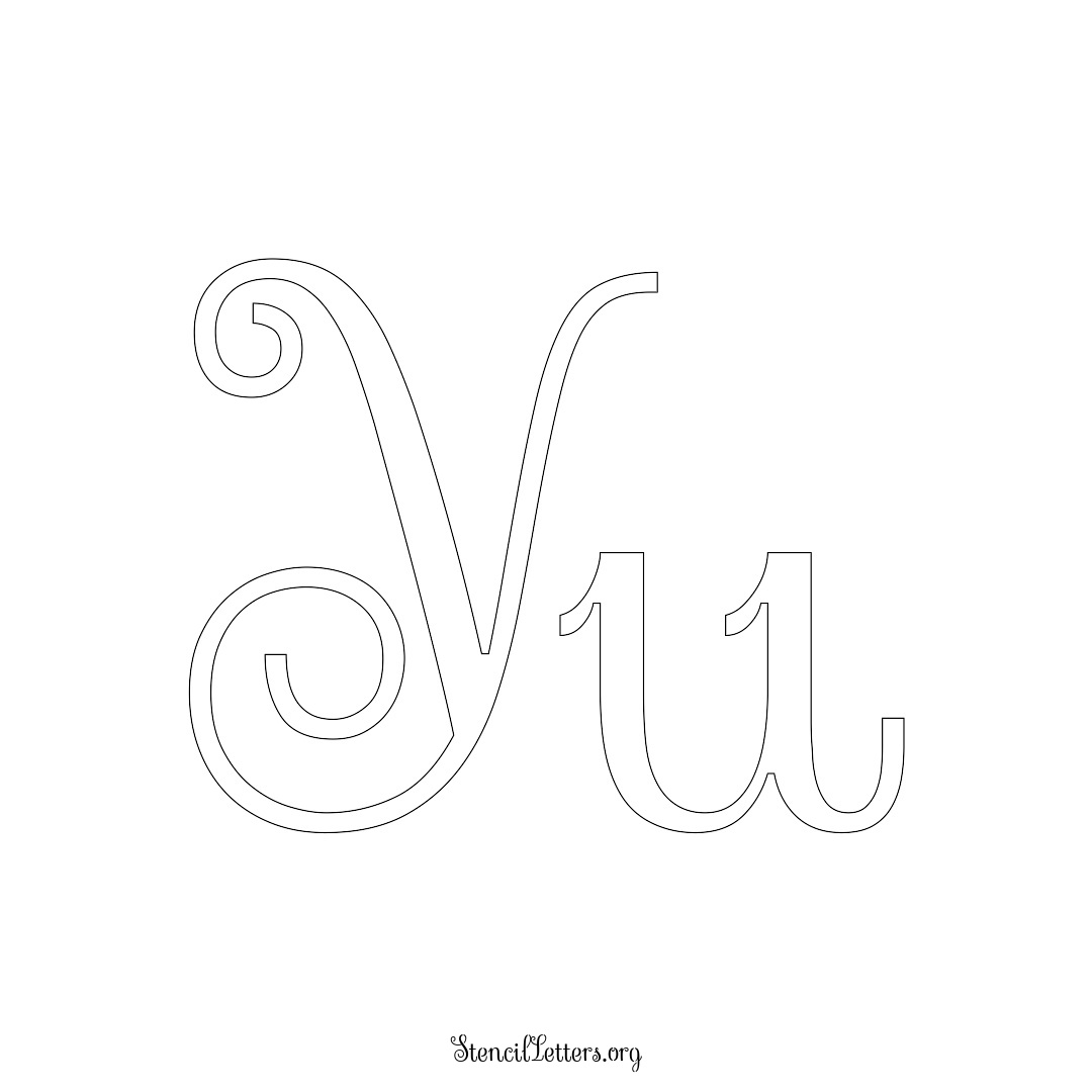 Yu name stencil in Ornamental Cursive Lettering
