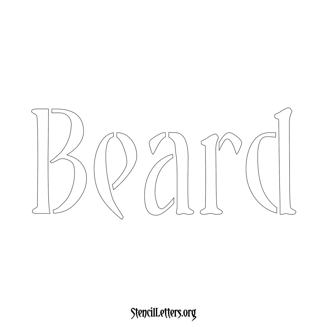 Beard name stencil in Vintage Brush Lettering
