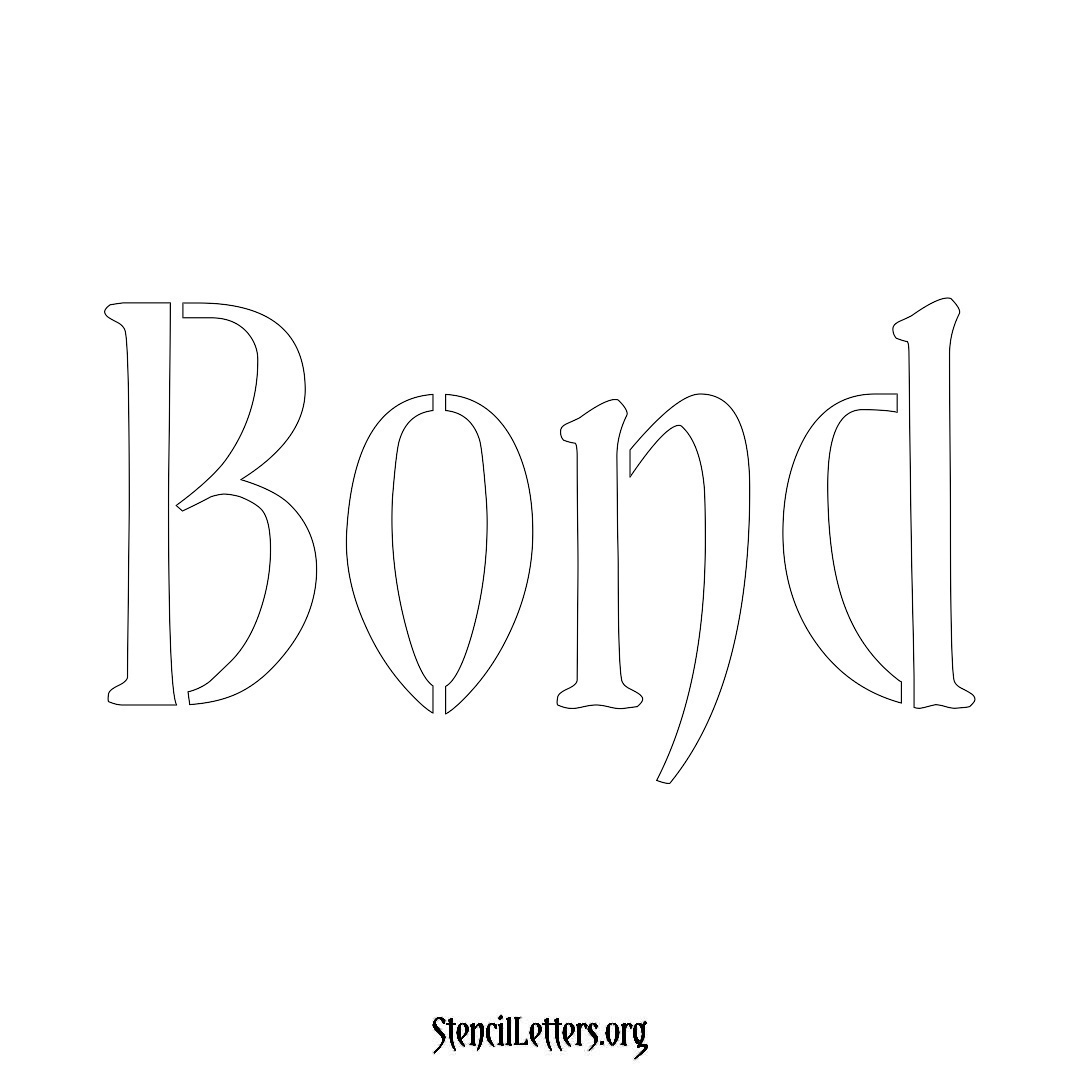Bond name stencil in Vintage Brush Lettering