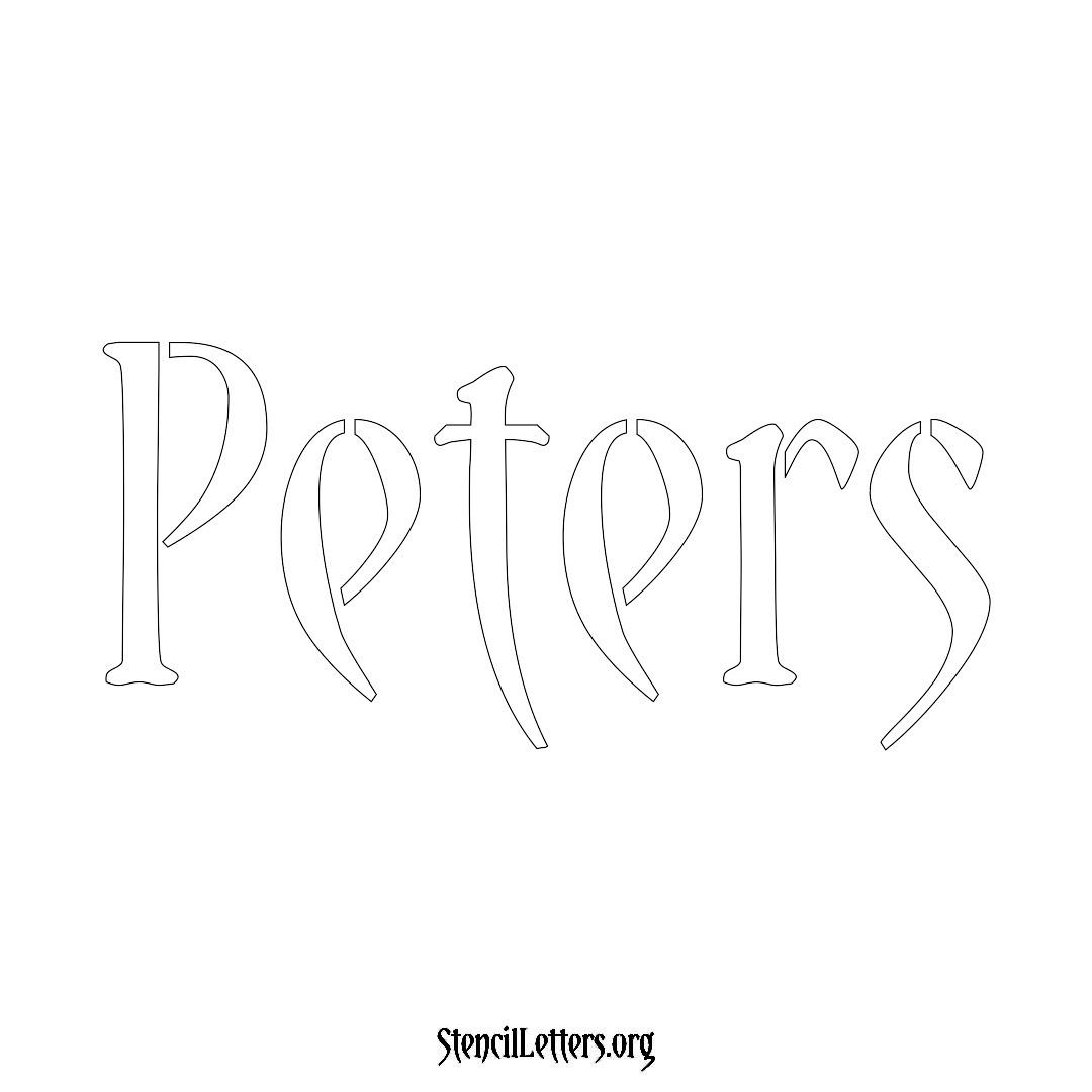 Peters name stencil in Vintage Brush Lettering