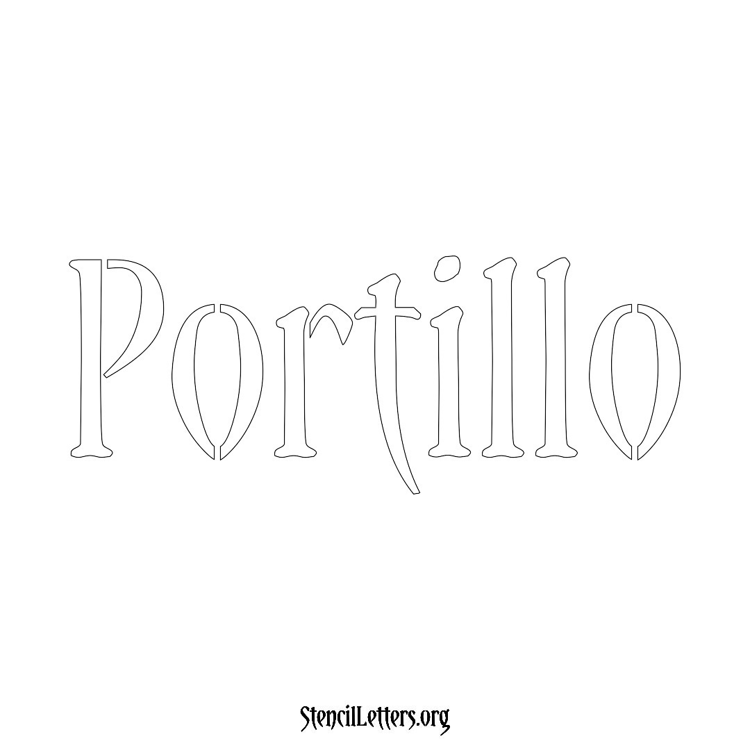 Portillo name stencil in Vintage Brush Lettering