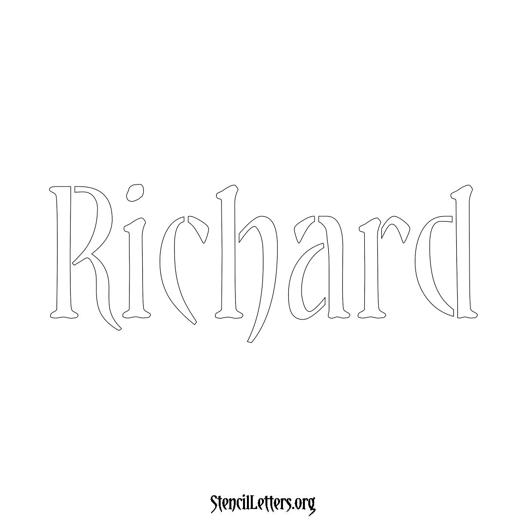 Richard name stencil in Vintage Brush Lettering
