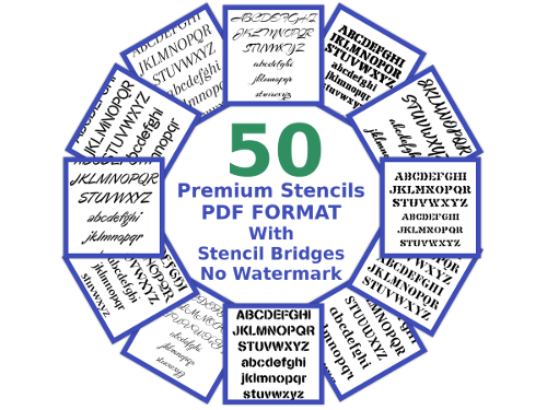 50 Pack PDF Stencils with Lettering Bridges 50 Pack PDF Stencils with Lettering Bridges