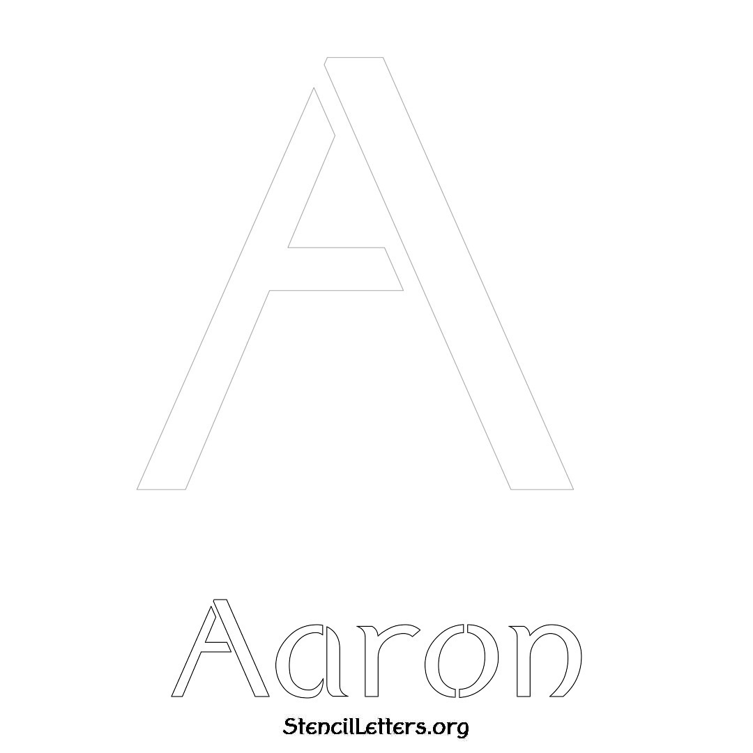 Aaron printable name initial stencil in Ancient Lettering