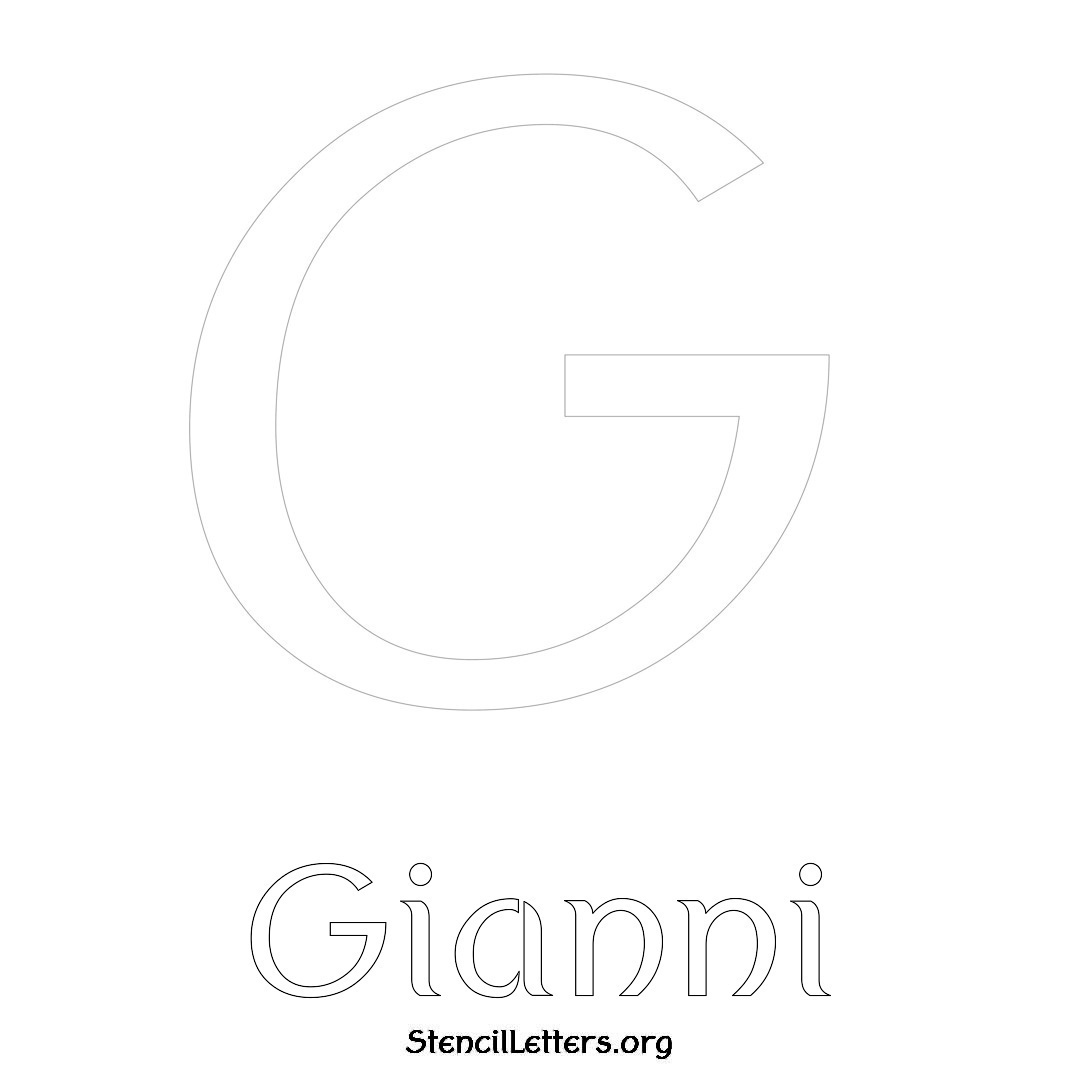 Gianni printable name initial stencil in Ancient Lettering
