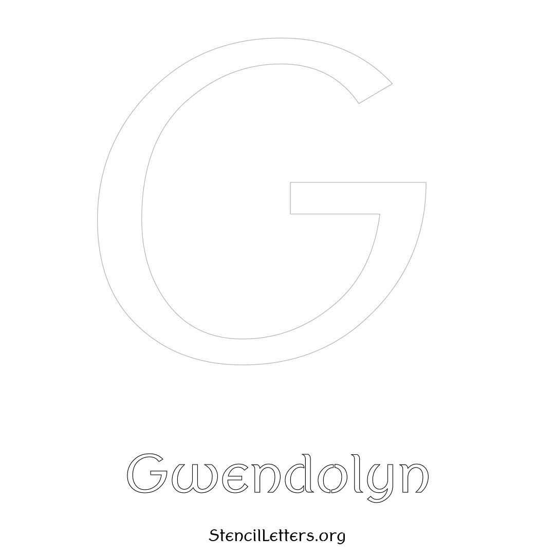 Gwendolyn printable name initial stencil in Ancient Lettering