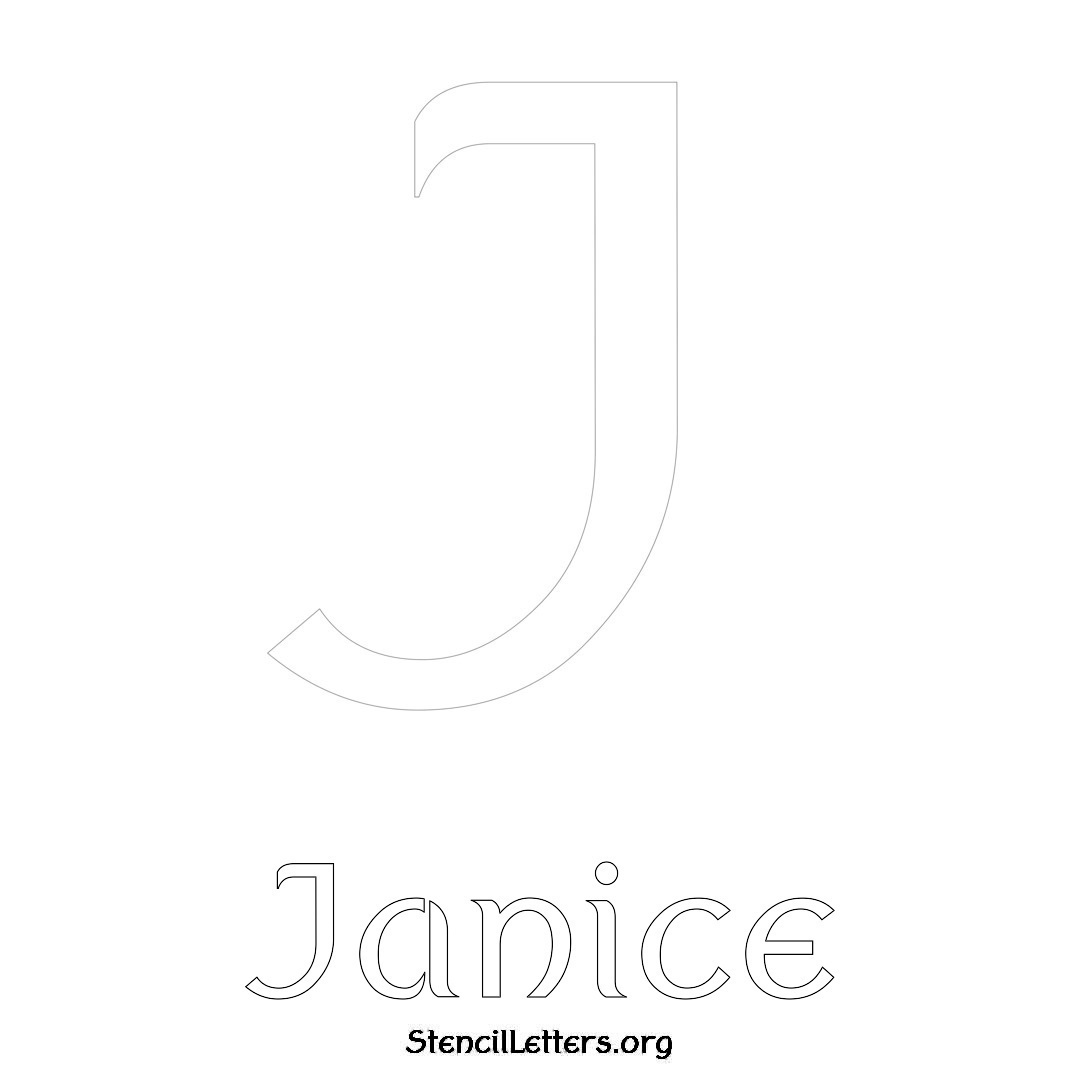 Janice printable name initial stencil in Ancient Lettering