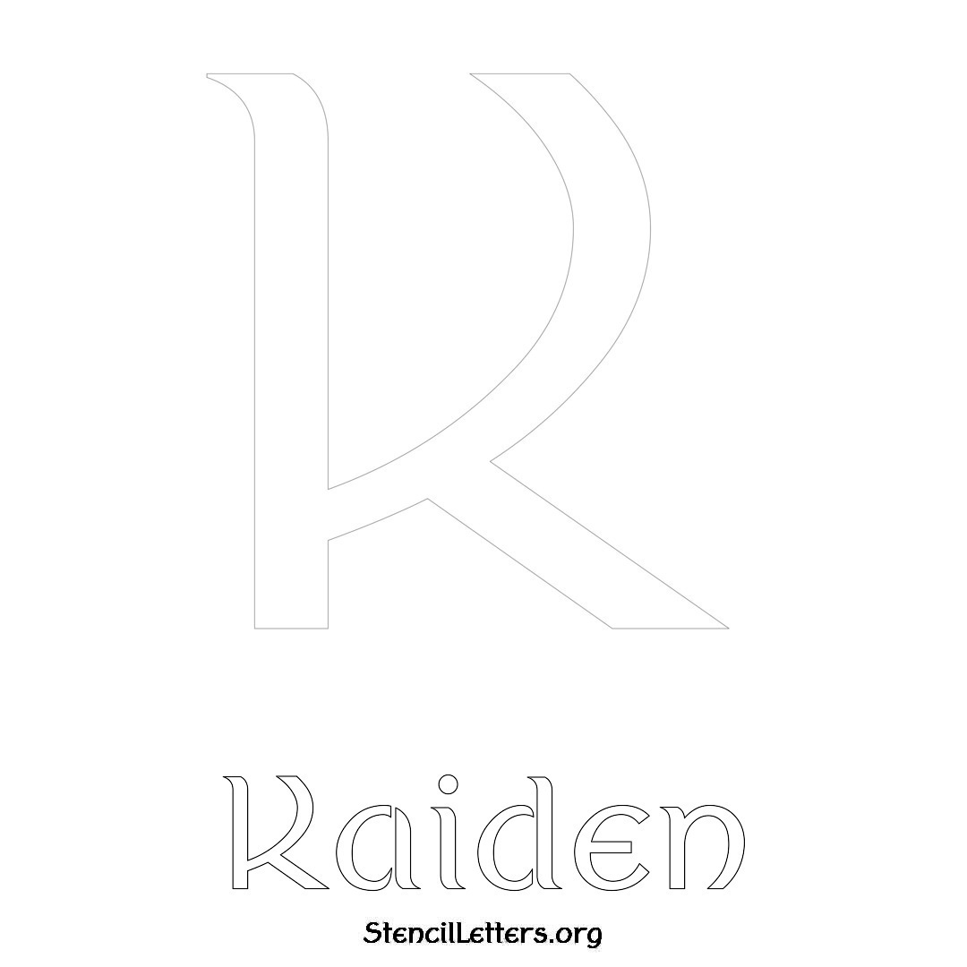 Kaiden printable name initial stencil in Ancient Lettering