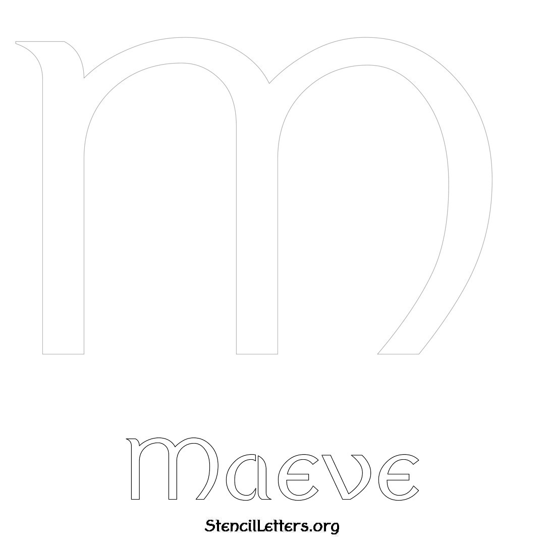 Maeve printable name initial stencil in Ancient Lettering