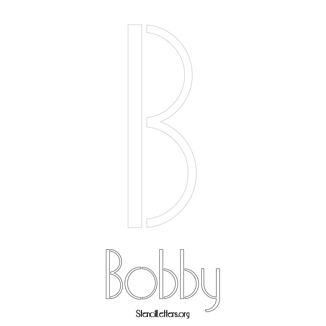 Bobby printable name initial stencil in Art Deco Lettering
