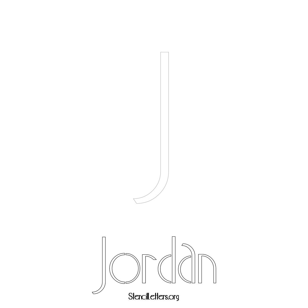 Jordan printable name initial stencil in Art Deco Lettering