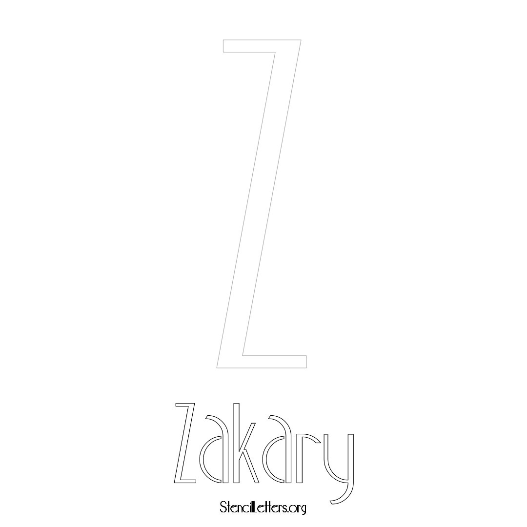 Zakary printable name initial stencil in Art Deco Lettering