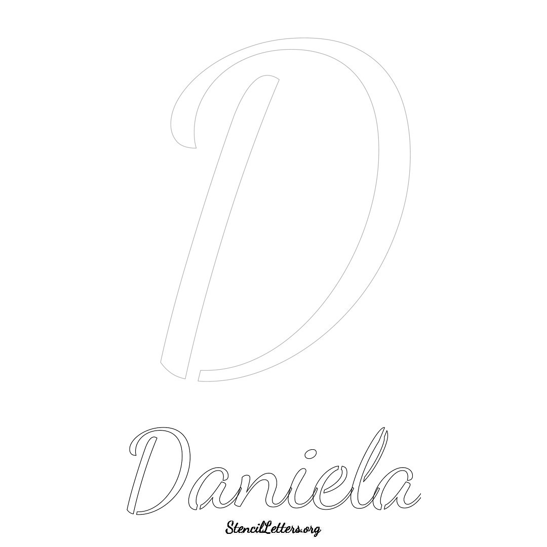 Daniela printable name initial stencil in Cursive Script Lettering
