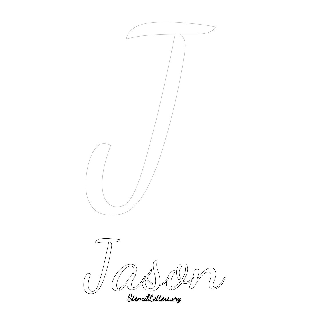 Jason printable name initial stencil in Cursive Script Lettering