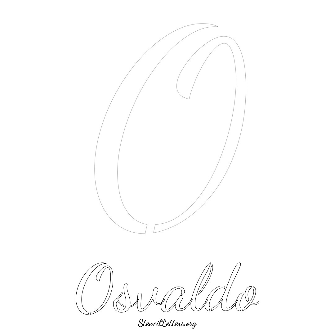 Osvaldo printable name initial stencil in Cursive Script Lettering