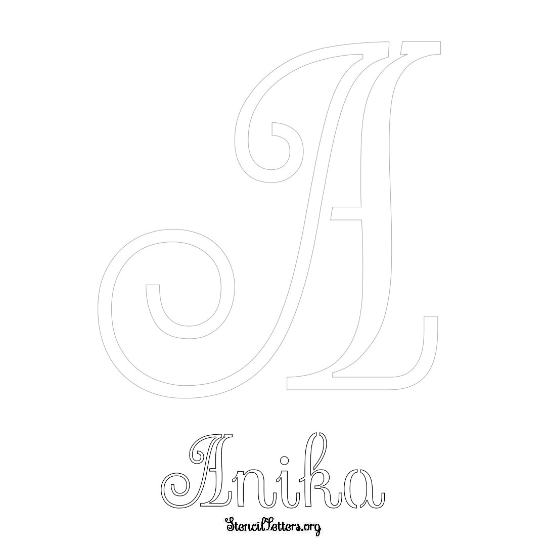 Anika printable name initial stencil in Ornamental Cursive Lettering