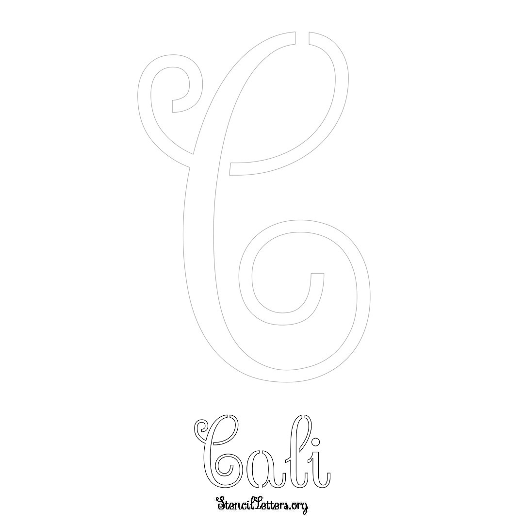 Cali printable name initial stencil in Ornamental Cursive Lettering