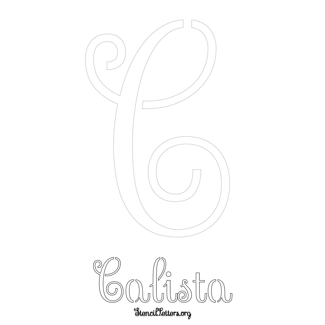 Calista printable name initial stencil in Ornamental Cursive Lettering