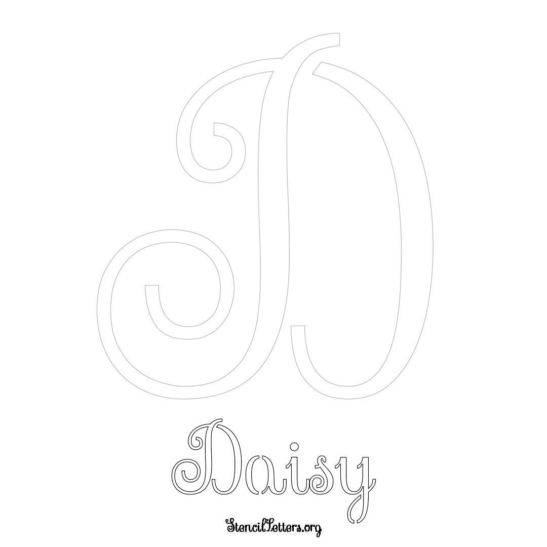 Daisy printable name initial stencil in Ornamental Cursive Lettering
