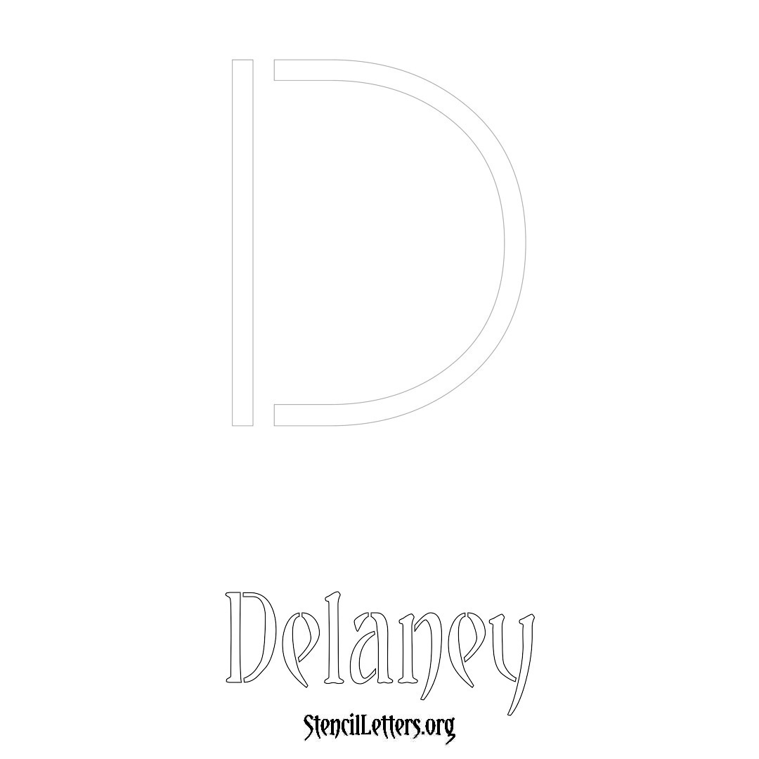 Delaney printable name initial stencil in Simple Elegant Lettering