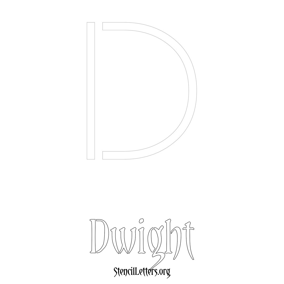 Dwight printable name initial stencil in Simple Elegant Lettering