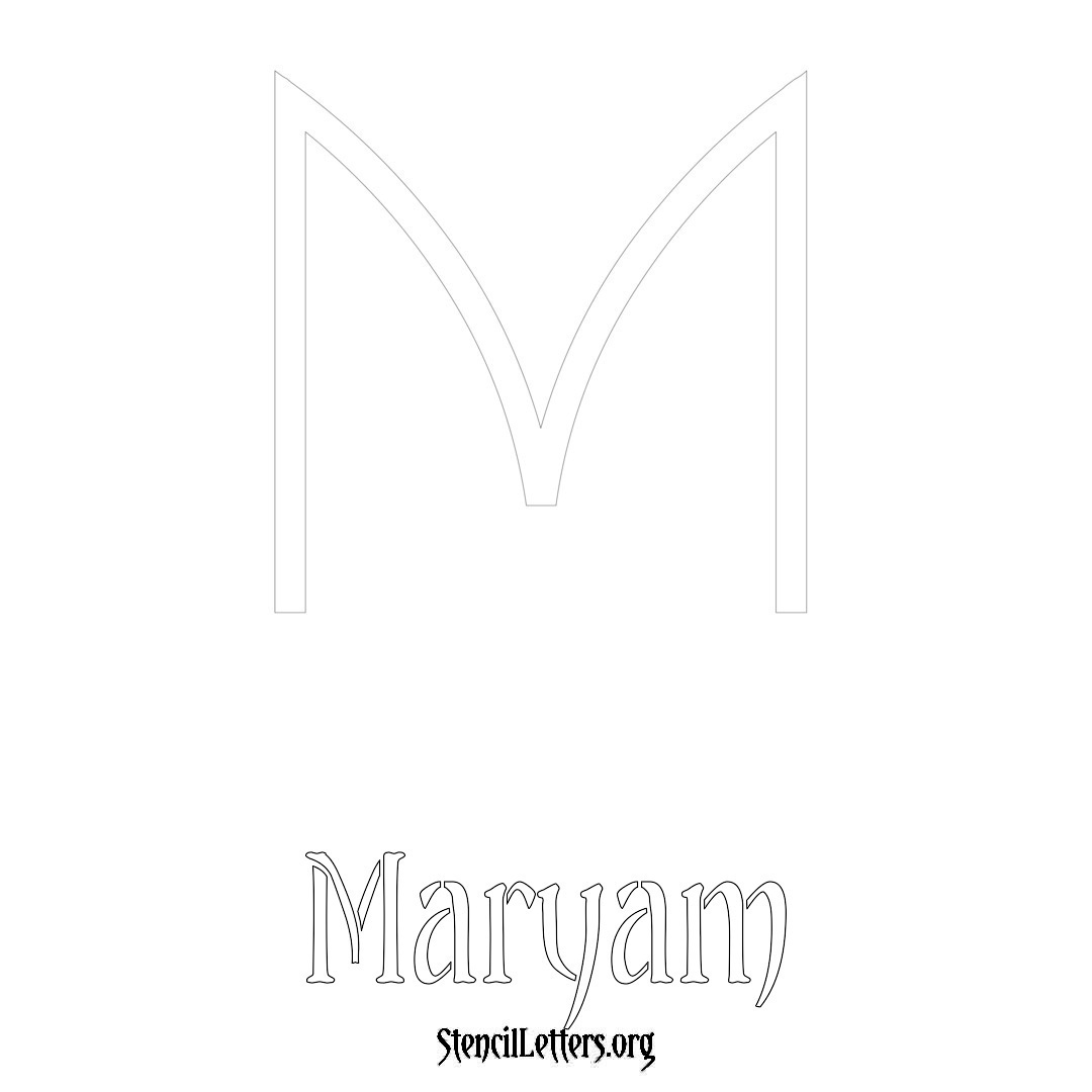 Maryam printable name initial stencil in Simple Elegant Lettering